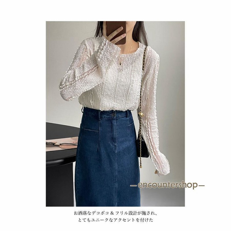 レースブラウス 透け感 長袖 レディース ブラウス インナーシャツ ストレッチ 萌え袖 ボートネック 透けトップス 細身 長袖ブラウス プルーオーバー レースブラウス 透け感 長袖 レディース ブラウス インナー