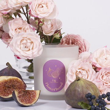 無花果味蠟燭 - 天然大豆蠟/椰子油蠟 粉色禮盒 附送乾花包