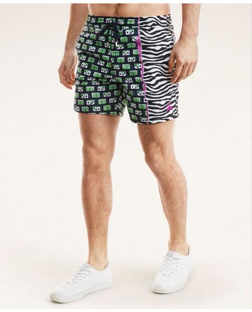 Brooks Brothers Men's Et Vilebrequin Moorea Swim Trunks in the Dominator Print | Navy | Size Medium