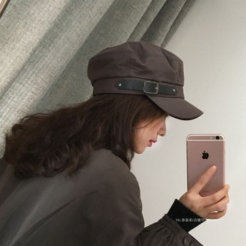 限量~棉質報童帽女英倫復古平頂海軍帽秋冬季1入