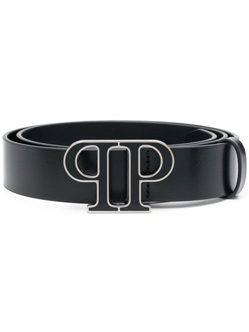 Philipp Plein - logo-buckle leather belt - men - Calf Leather - 90 - Black