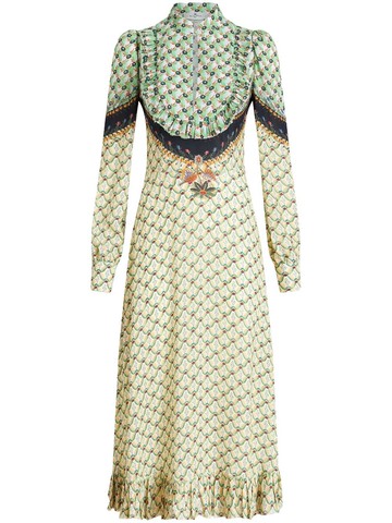 ETRO - geometric-print midi dress - women - Viscose/Elastane - 42 - Neutrals