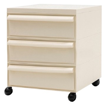 KUIBAO 快豹生活 中古堆疊移動收納櫃 三層  42 x 42 x 50cm  米白色