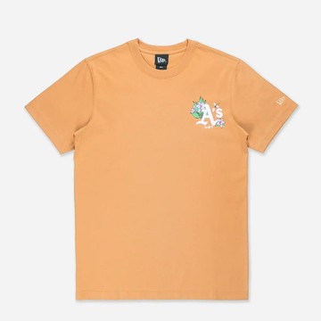 NEW ERA 男女款 短袖上衣 MLB GRAPHIC CAPSULE 奧克蘭運動家 大地咖_NE14500122