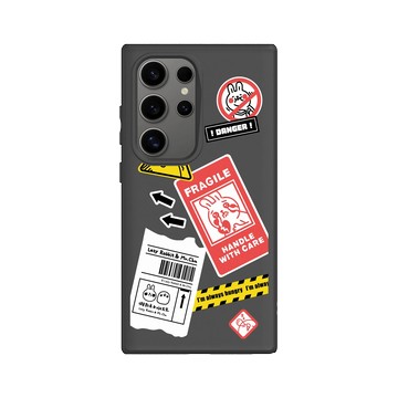 Galaxy S24 Ultra SolidSuit 黑 - 懶散兔與啾先生 Lazy Rabbit and Mr.Chu - 標籤