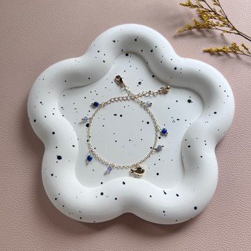 療癒系列 No.4 接納傷口 14k金練x藍紋石x魚吊飾-水金手練