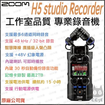 《 Zoom 原廠公司貨 》H5 studio 錄音室等級 專業 旗艦 數位 手持 錄音機 錄音筆 收音 麥克風