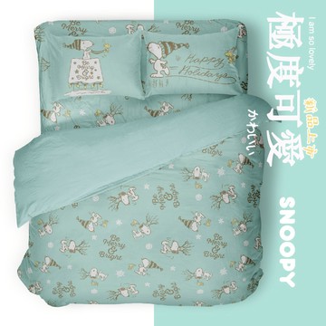 SNOOPY兩用被床包組/無異纖精梳美國棉/SN98聖誕快樂