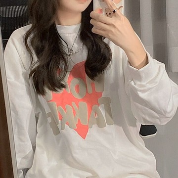 白色無帽薄款衛衣女春秋oversize設計感小眾愛心寬松外套上衣