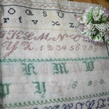 古董刺繡樣品十字繡 1859 年 德國
