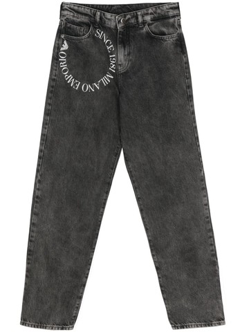 Emporio Armani - logo-print slim-fit jeans - women - Cotton - 31 - Black