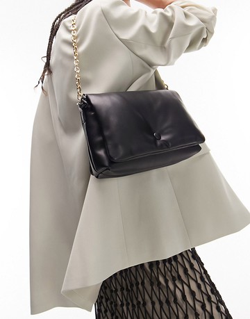 Topshop Chia padded chain crossbody bag with detachable chain in black