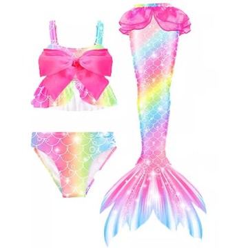 兒童游泳衣比基尼女童美人魚尾巴服裝小女孩公主裙子寶寶泳衣套裝