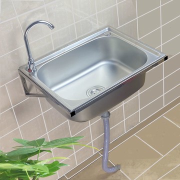 免運 開立發票 水槽 不銹鋼掛墻水槽 小單槽 廚房簡易洗菜盆 洗碗池 洗手盆 水池單盆帶支架特惠/工廠現貨 特價出 jj1122