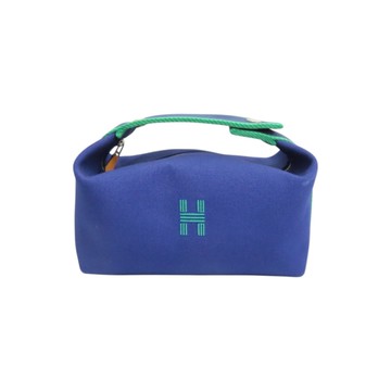 HERMES 愛馬仕 藍色帆布 Bride-a-Brac 化妝 手拿包 H104222M 【二手名牌BRAND OFF】
