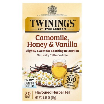 Twinings, 調味草本茶，洋甘菊，蜂蜜和香草，無咖啡萃取，20 茶包，1.13 盎司（32 克）