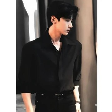 難哄白敬亭同款襯衫男黑色感痞帥氣質男款內搭春季休閑襯衣潮