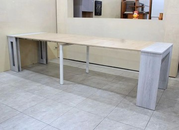 歐風別館摩西精品雙色伸縮餐桌可坐12人~小空間家庭首選
