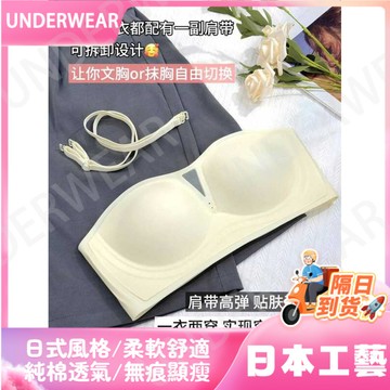 🚀虧本到貨🚀日本🇯🇵 果凍膠軟支撐無肩帶抹胸不掉降溫防滑內衣女夏季小胸聚攏隱形文胸