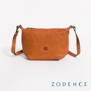 【ZODENCE】HAN義大利植鞣革斜背包-經典駝