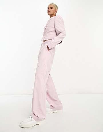 ASOS DESIGN wide leg suit trousers in purple