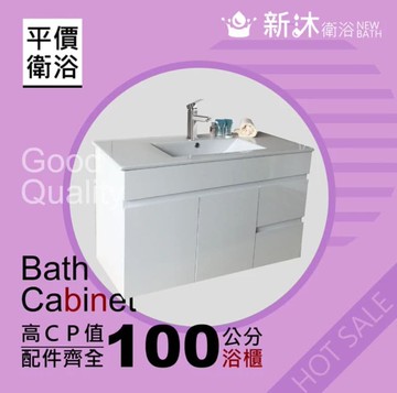 【新沐衛浴】100公分浴櫃-全配(全配/304水龍頭/全銅下水器/P管/304三角凡爾)