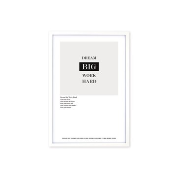 北歐風裝飾畫相框 Dream Big Work Hard 雜誌款 白色框 63x43cm