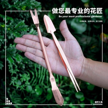 盆景鑷子庭院園藝手工修剪種植種花兩用耙鬆土壓土鏟摘芽造型工具