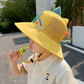 【台灣出貨】【店鋪熱銷】兒童帽子夏季透氣防曬大簷男童遮陽帽口哨小孩恐龍漁夫帽太陽帽夏