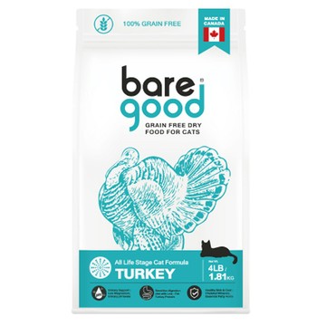 成貓/全齡貓飼料 bare good真原力-4LB(1.81KG) 無穀健康貓糧-原野火雞 (BG-CCA022)【公司貨】(貓乾糧/貓飼料)
