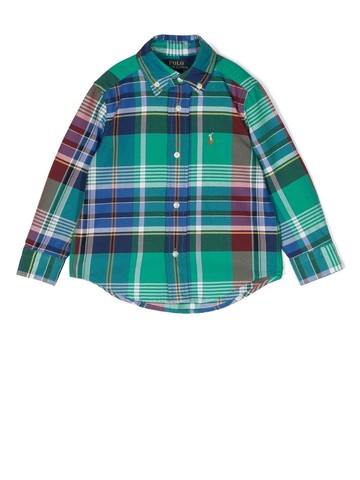 Ralph Lauren Kids - plaid-check print logo shirt - kids - Cotton - 3T - Green