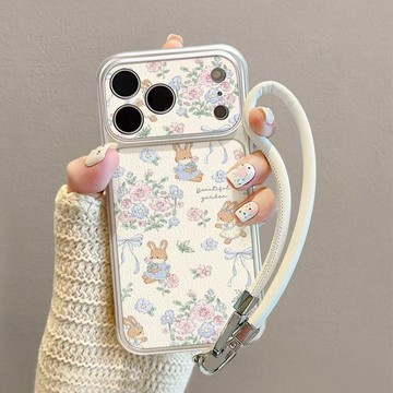 大視窗小兔摘花iPhone17promax手機殼蘋果16防摔11/12/13潮14創意15防摔