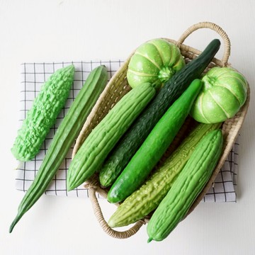 仿真PU苦瓜絲瓜假黃瓜南瓜櫥窗模型 Lmdec假水果蔬菜假花裝飾品