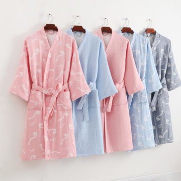 純棉紗布浴袍春夏季薄加密浴衣吸水男女日式汗蒸美容速干唐延