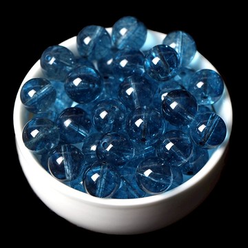 藍色水晶爆花晶散珠子diy手工串珠編織項鏈手鏈飾品配件