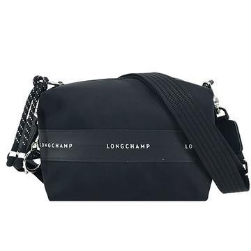 LONGCHAMP LE PLIAGE ENERGY系列再生尼龍前拉鍊相機斜背包(迷你/黑)