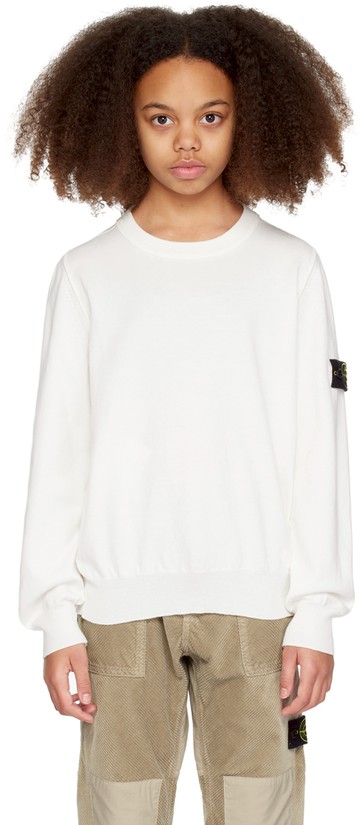 Stone Island Junior 白色纹章儿童针织衫