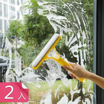 【荷生活】一噴一刷一刮立即淨玻璃清潔刷 自帶清潔劑噴瓶牆面檯面刮水刀-2入組