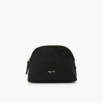 agnes b. Voyage 小款防潑水尼龍燙金logo化妝包/收納包 (黑)