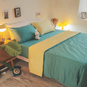 檸檬綠【天絲棉】80S天絲+60s純棉 薄床包兩用被組 台灣製