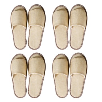 EVER HOUSE 基本款亞麻室內拖鞋 4雙組  270mm  卡其色  4個
