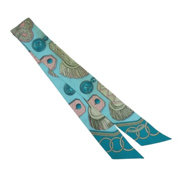HERMES 愛馬仕 綠色 絲綢 Epaulettes Twilly 絲巾 【二手名牌BRAND OFF】