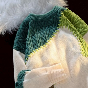 日系復古不規則撞色針織衫男 M-3XL 兩色入 慵懶風軟糯毛衣男 潮牌寬鬆毛線衣 休閒寬鬆針織打底衫 鹿毛絨撞色拼接毛衣