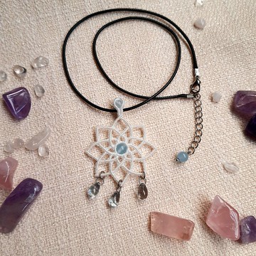 N017-手工編織曼陀羅項鍊 白色