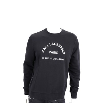 KARL LAGERFELD 側拉鍊字母標語大學T/運動衫(黑色)