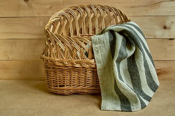 4 條麻質樸廚房條紋方巾、茶巾、小屋風格