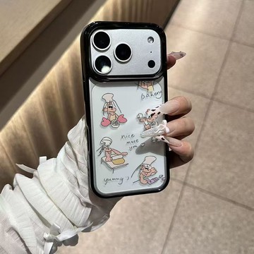 新款*韓版卡通廚師適用蘋果17Pro手機殼iPhone16透明15Plus亞克力13/12