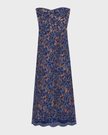 Strapless Lace Sheath Midi Dress