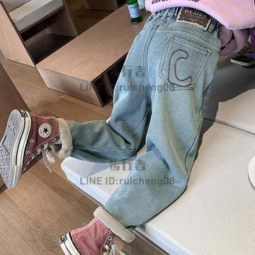 女童冬裝加絨牛仔褲洋氣兒童秋冬款加厚褲子小女孩休閒褲【步行者戶外生活館】
