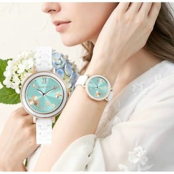 Relax Time 拾光花語 大三針陶瓷手錶-湖水綠-錶徑36mm(RT-122-05)36mm
